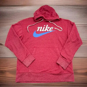 Nike Sportswear Heritage Hoodie Sweatshirt Men’s‎ M Heather Red Pullover Relaxed